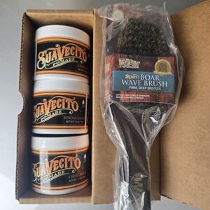 Suavecito Pomade and Boar Wave Brush Set